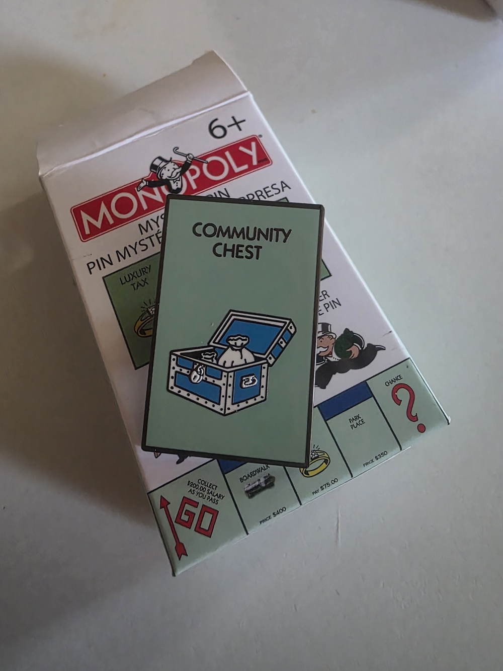 Hasbro Monopoly Community Chest Mint Green and White Enamel Pin